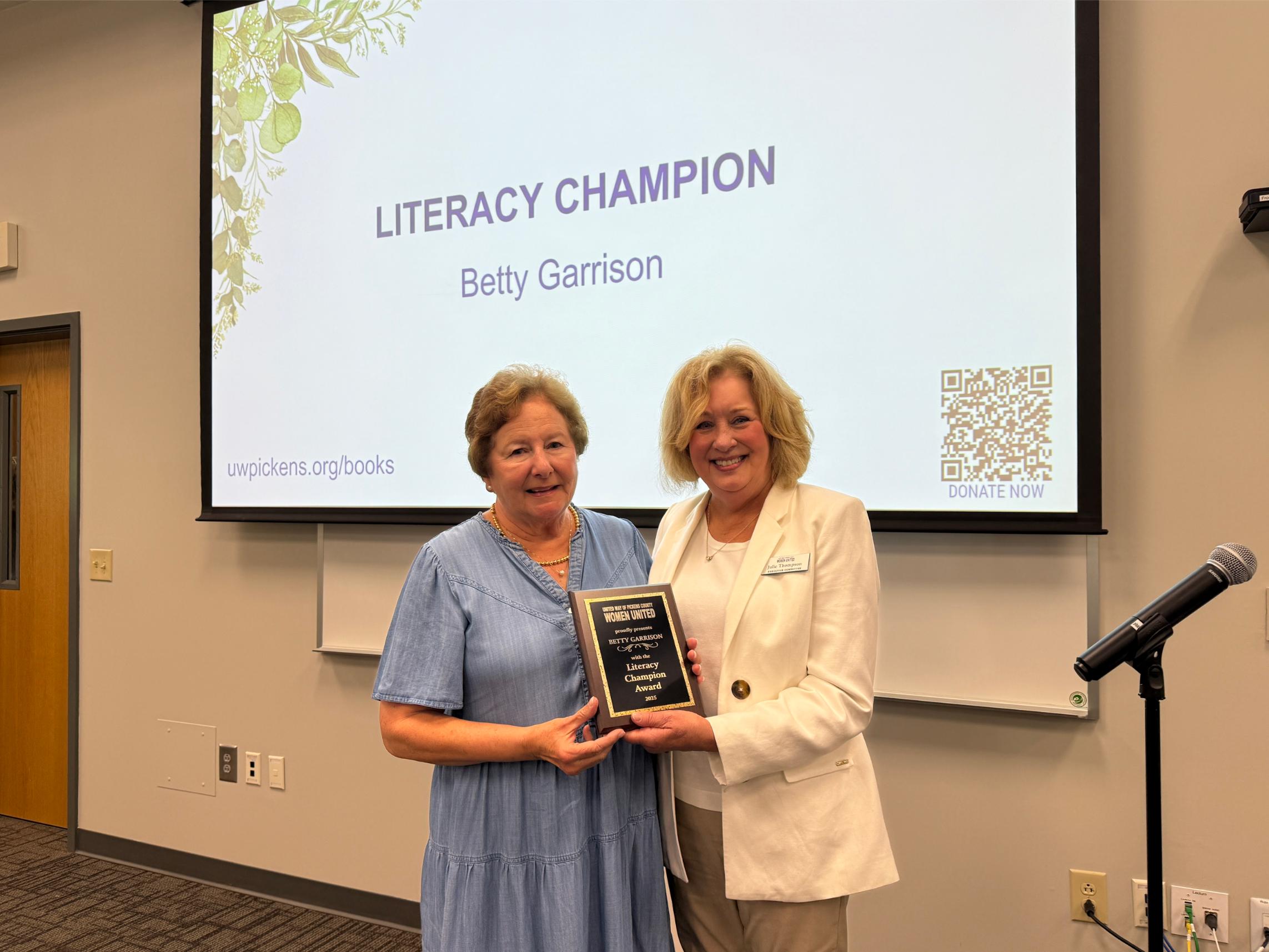 Literacy Champion Award recipient