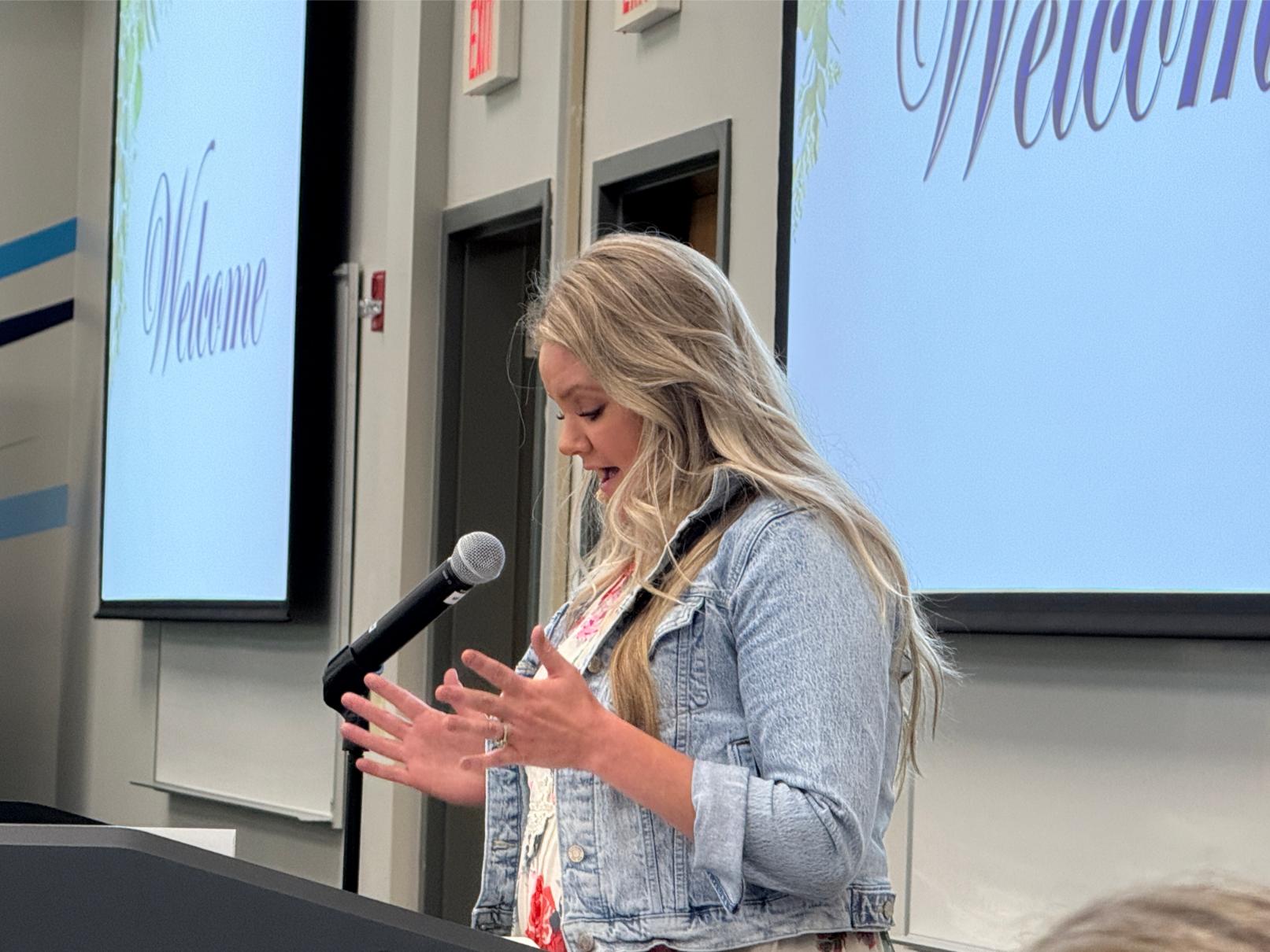 woman offering invocation 