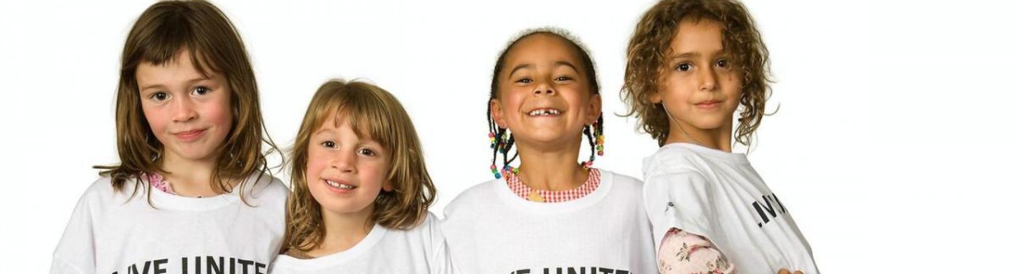 children wearing LIVE UNITED tshirts