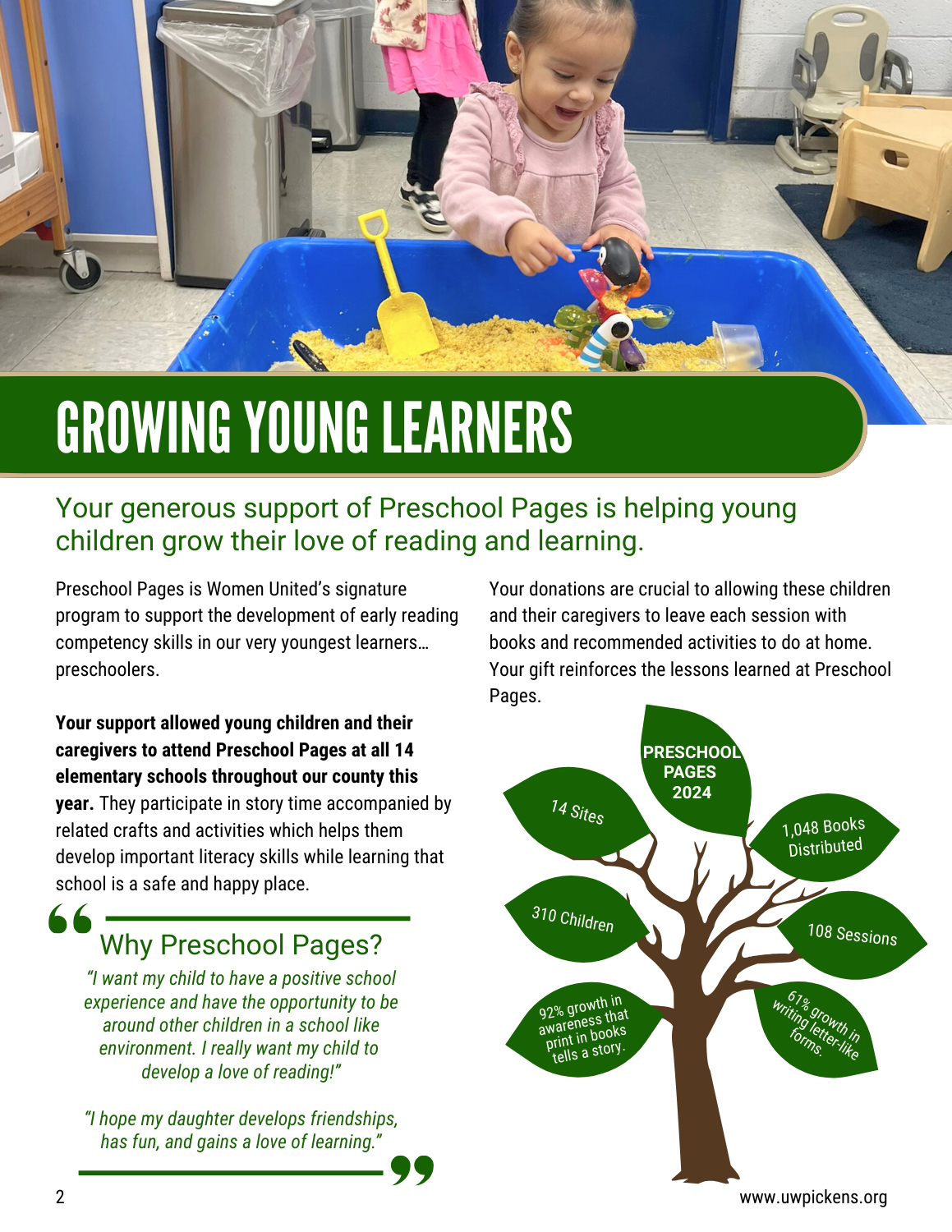 Preschool Pages 2025 impact report page 2.