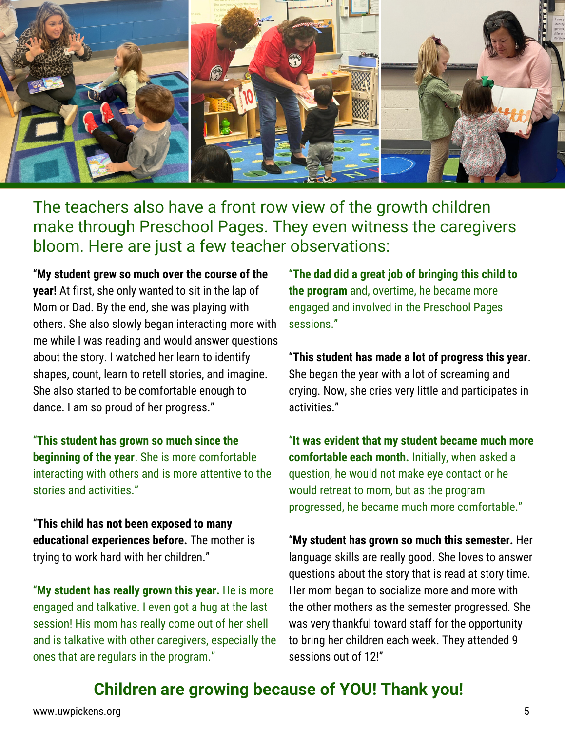 Preschool Pages 2025 report page 5