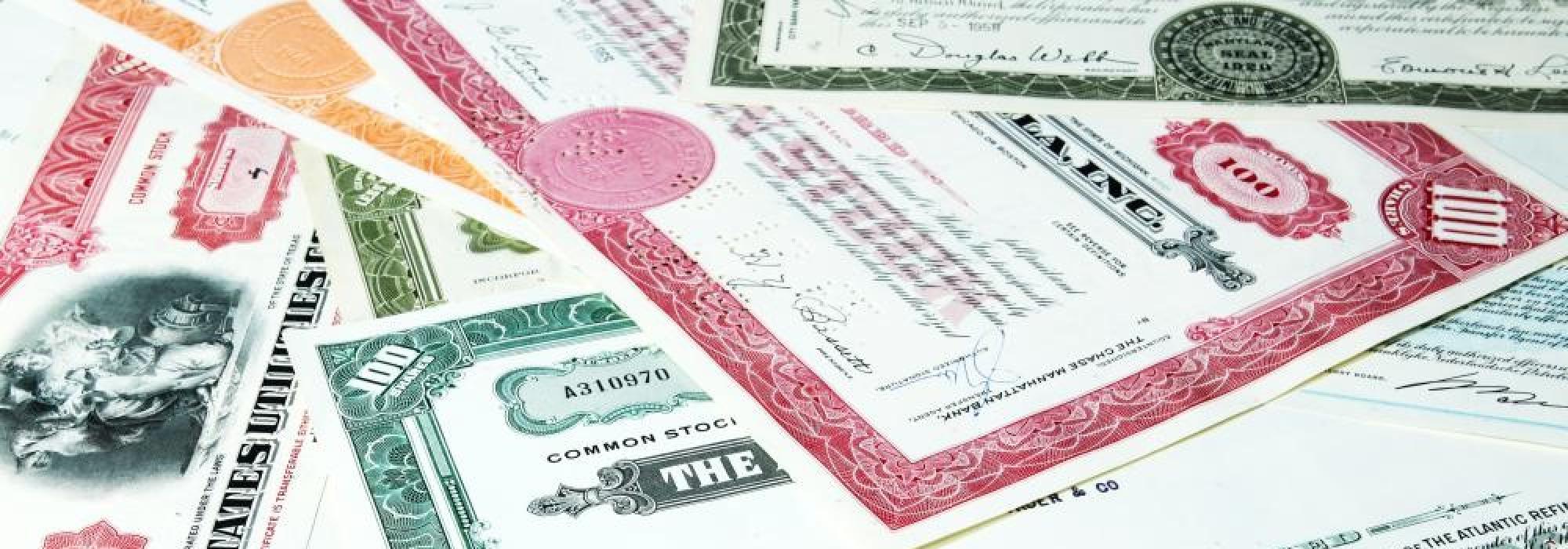 Stock Certificates spread out