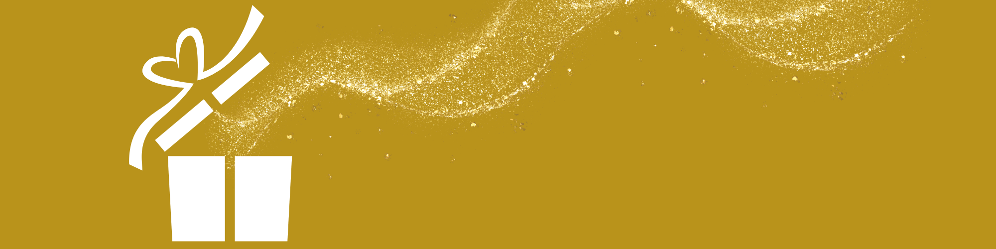 Open present on gold background