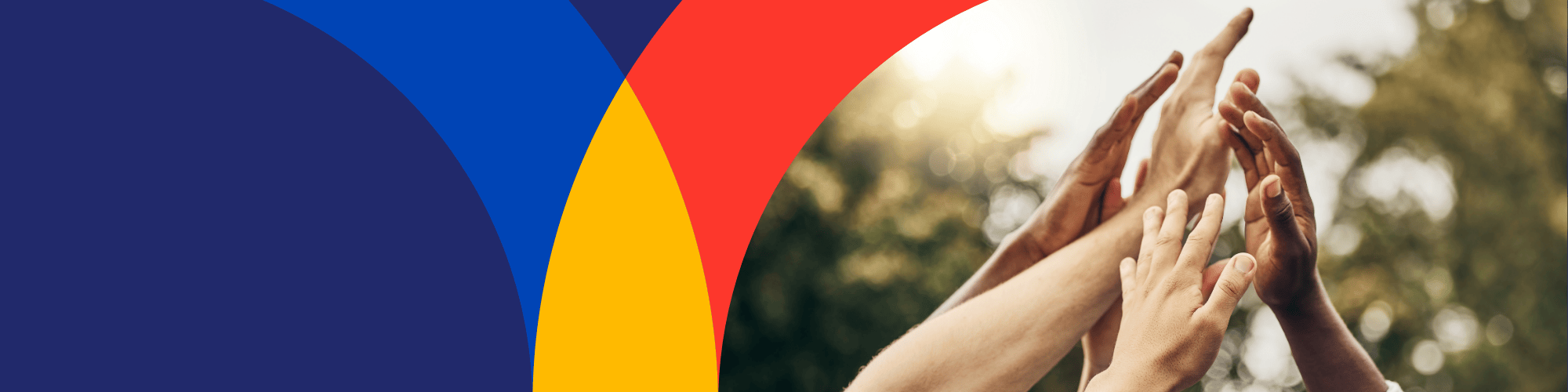 colorful banner with hands